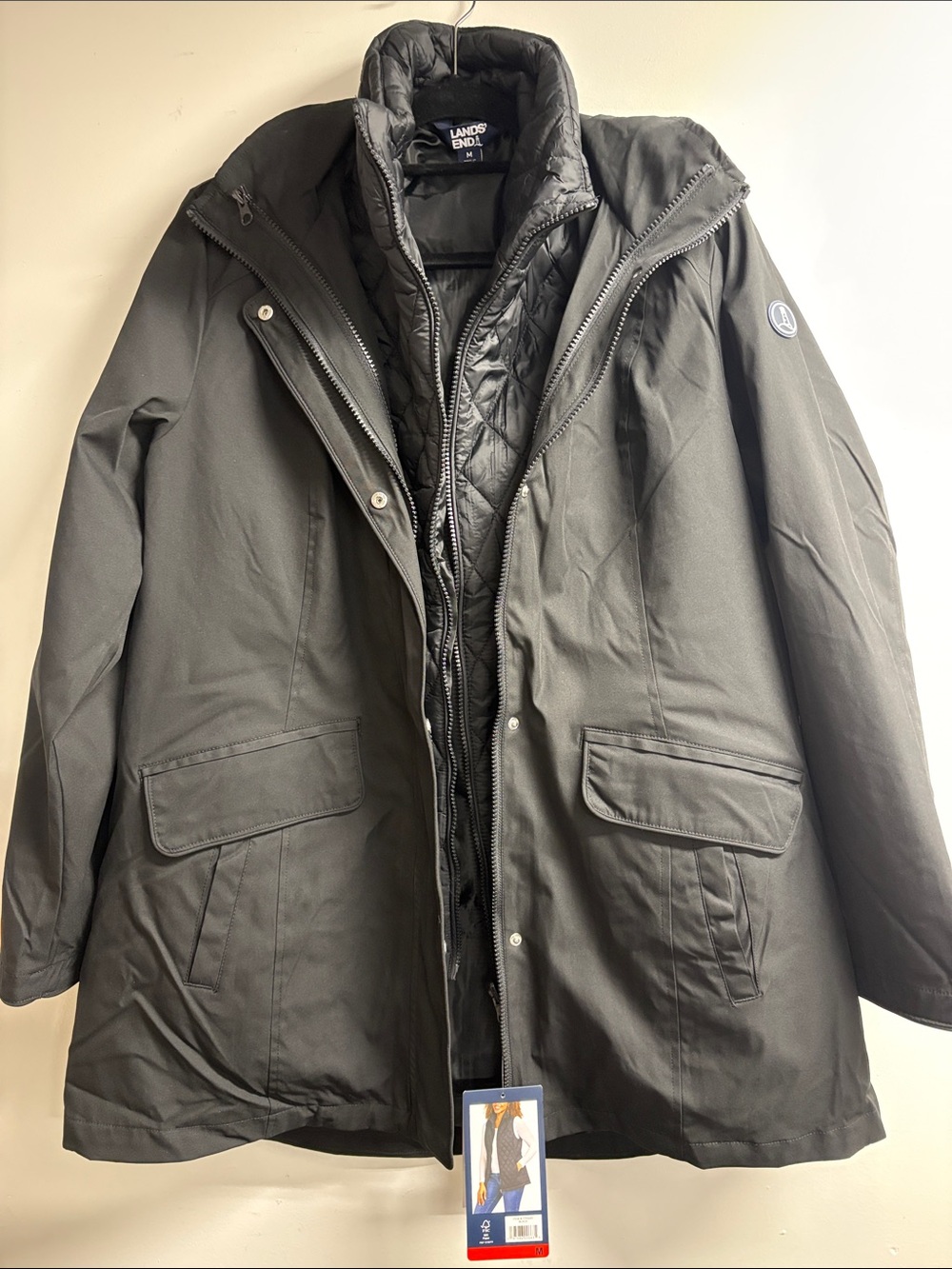Lands' End Women's Black 3-in-1 Jacket